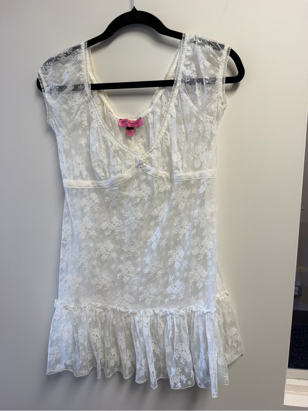 Betsey Johnson White Floral Lace Camisole, Women's Regular Size M